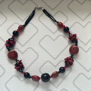 Hand Made Beautiful Red and Black Bead Necklace
